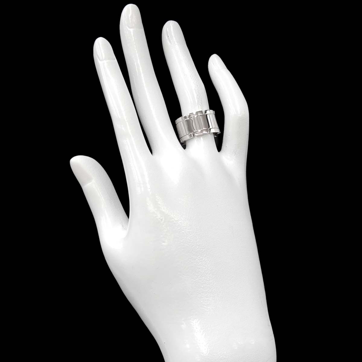 Tank Ring Diamond 18K White Gold 750 size51 5.25(US)