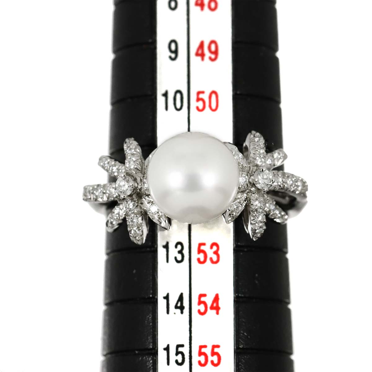 Akoya Pearl 8.0mm Diamond Ring Pt Platinum size6(US)