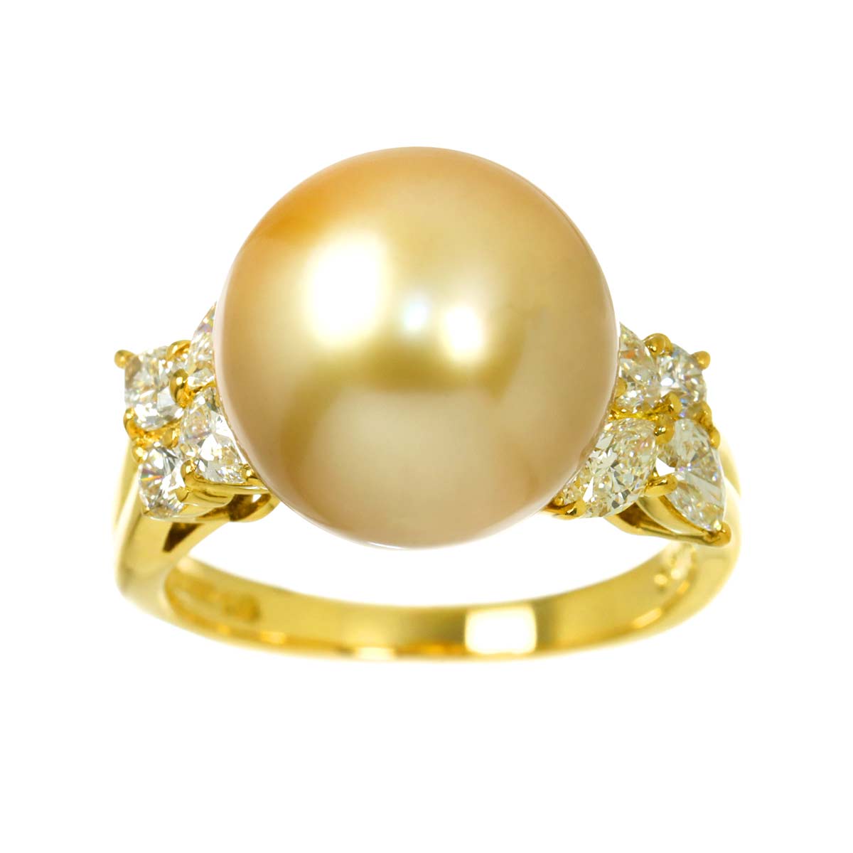 South Sea pearl Diamond 0.77ct Ring 18K YG 750 size5.25(US)