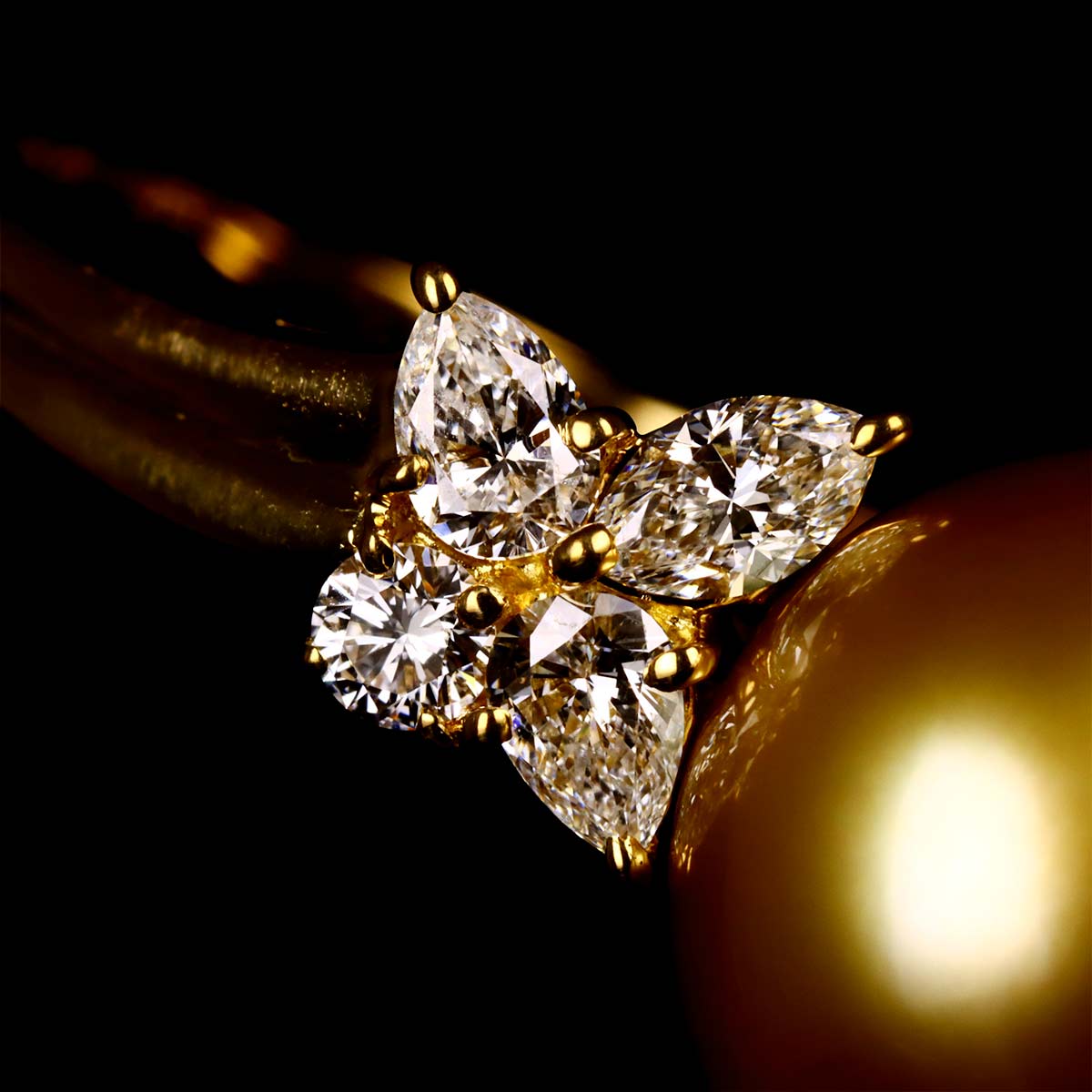 South Sea pearl Diamond 0.77ct Ring 18K YG 750 size5.25(US)