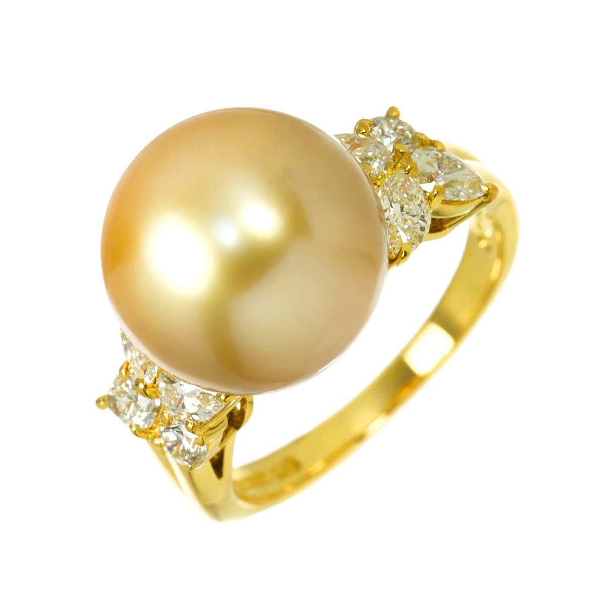 South Sea pearl Diamond 0.77ct Ring 18K YG 750 size5.25(US)