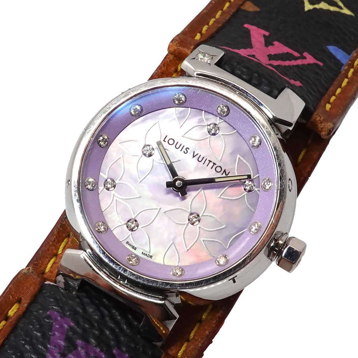 Tambour Q1210 Quartz Diamond Purple Shell Dial Ladies