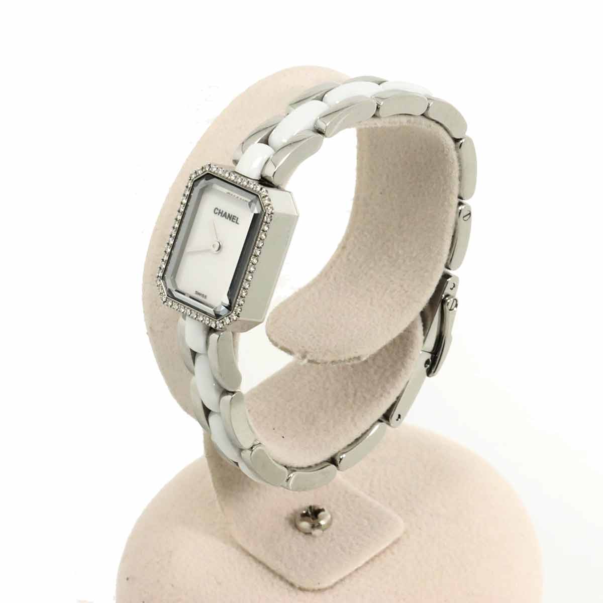 Premiere H2132 Diamond Bezel Ceramic Quartz White Dial Ladies