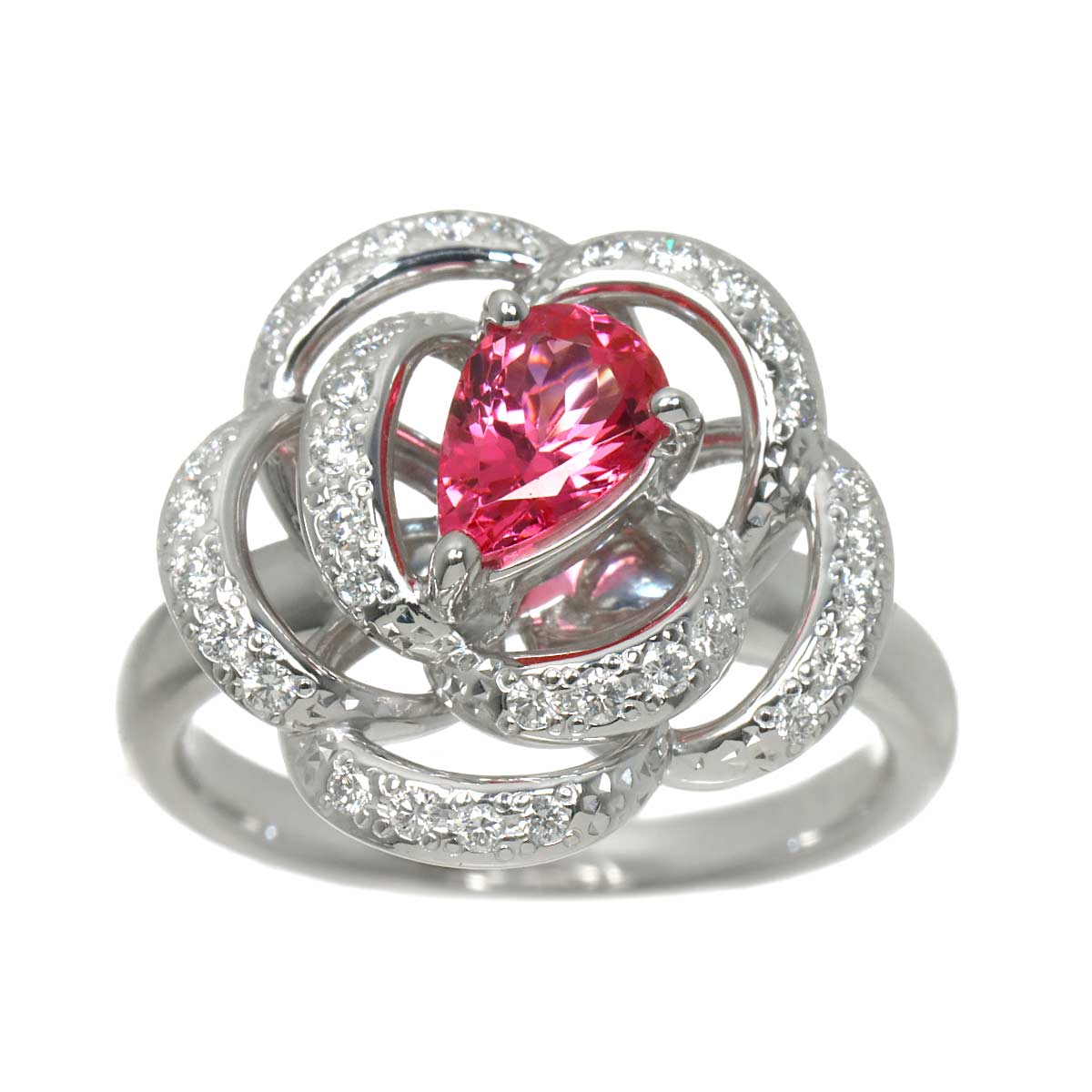 Pink spinel 0.77ct Diamond 0.26ct Ring 18K WG 750 size5.75-6(US)