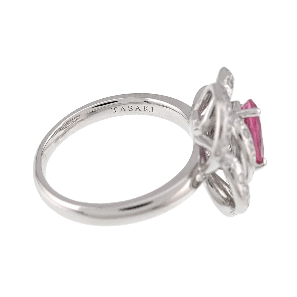 Pink spinel 0.77ct Diamond 0.26ct Ring 18K WG 750 size5.75-6(US)