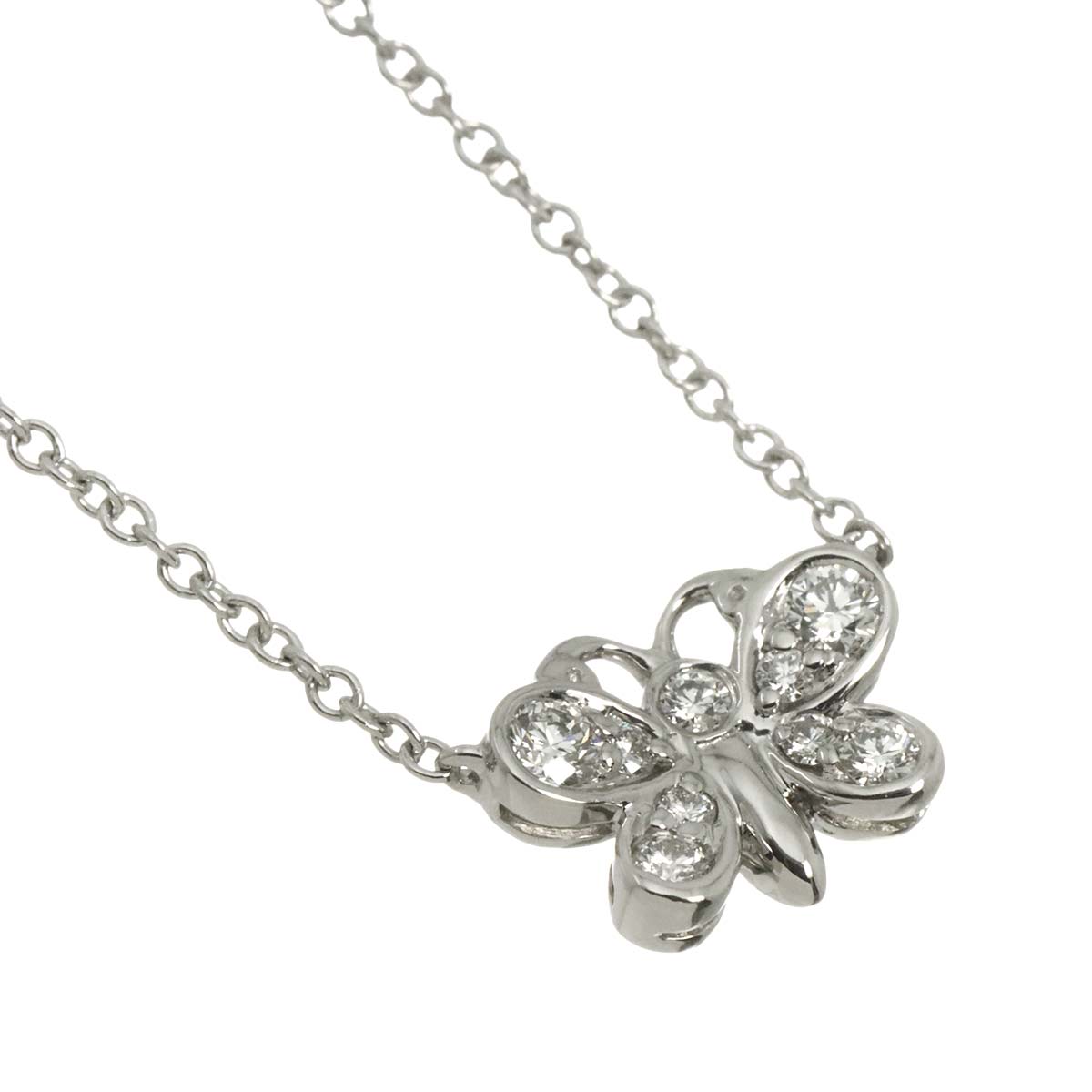 Butterfly Motif Diamond Necklace Platinum