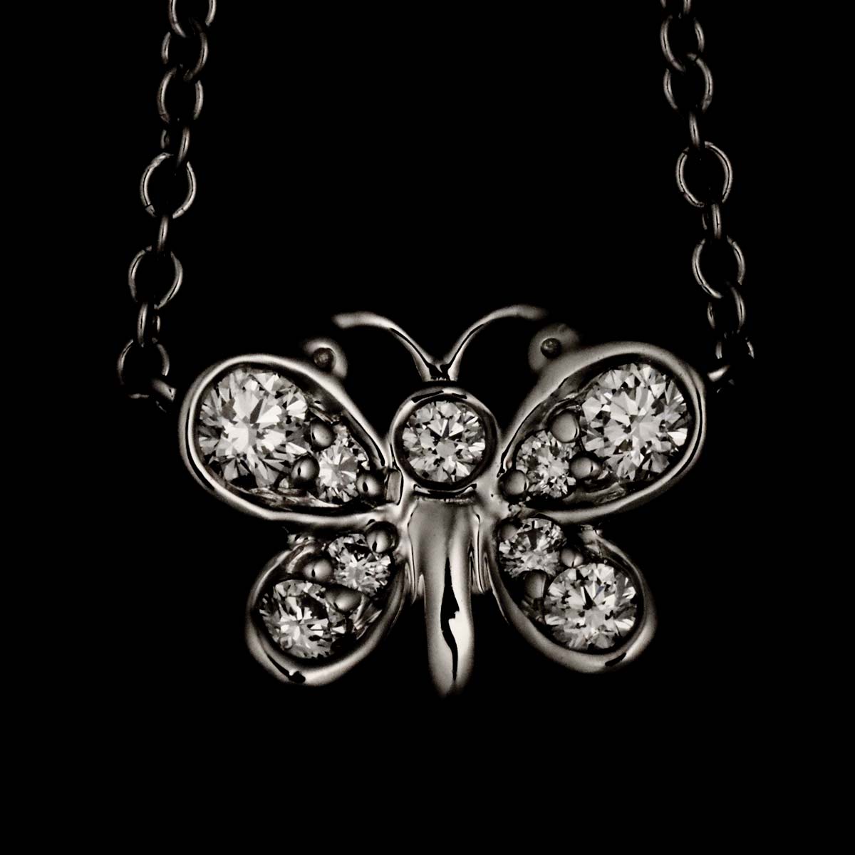 Butterfly Motif Diamond Necklace Platinum