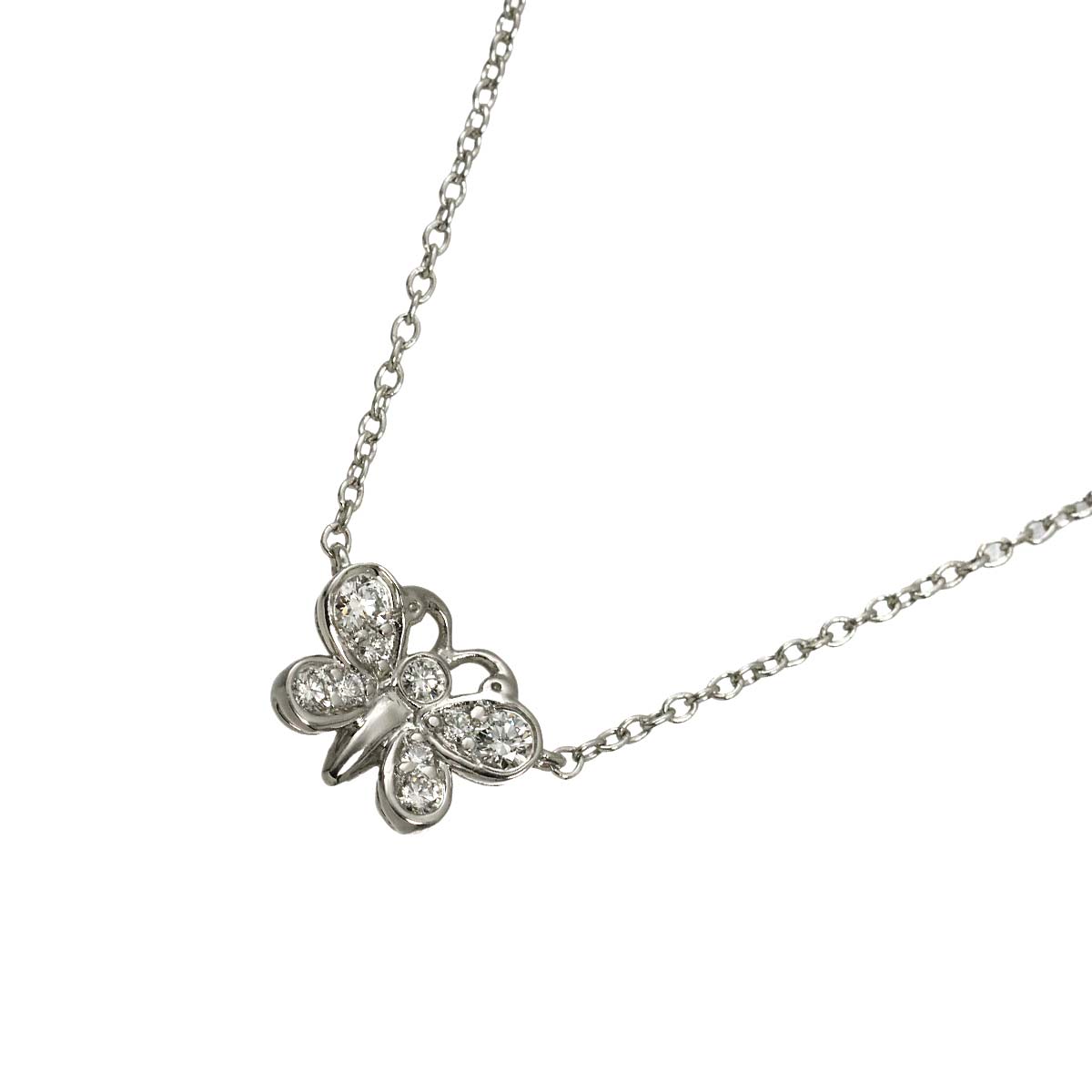 Butterfly Motif Diamond Necklace Platinum