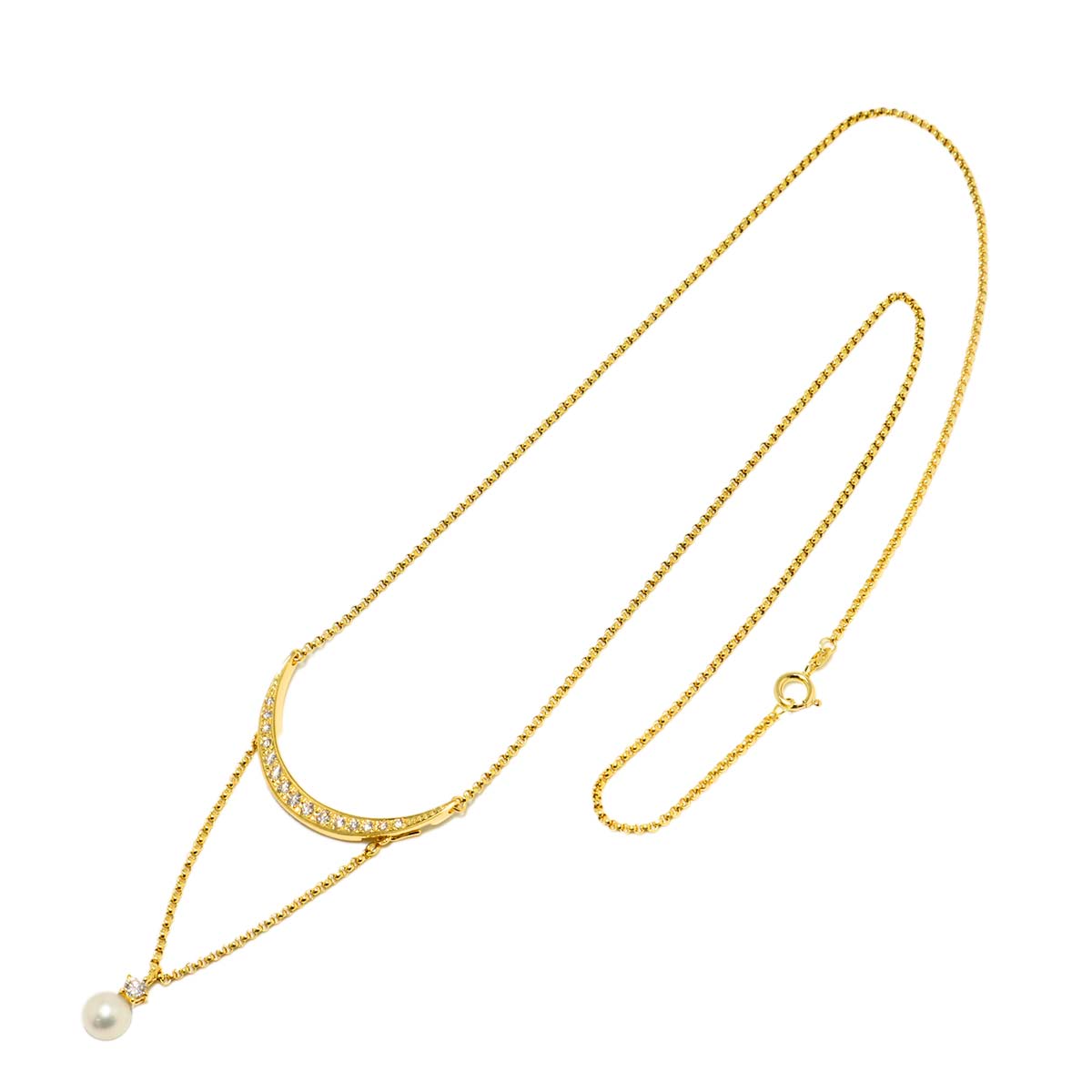 Akoya Pearl 6.3mm Diamond Necklace 18K YG 750