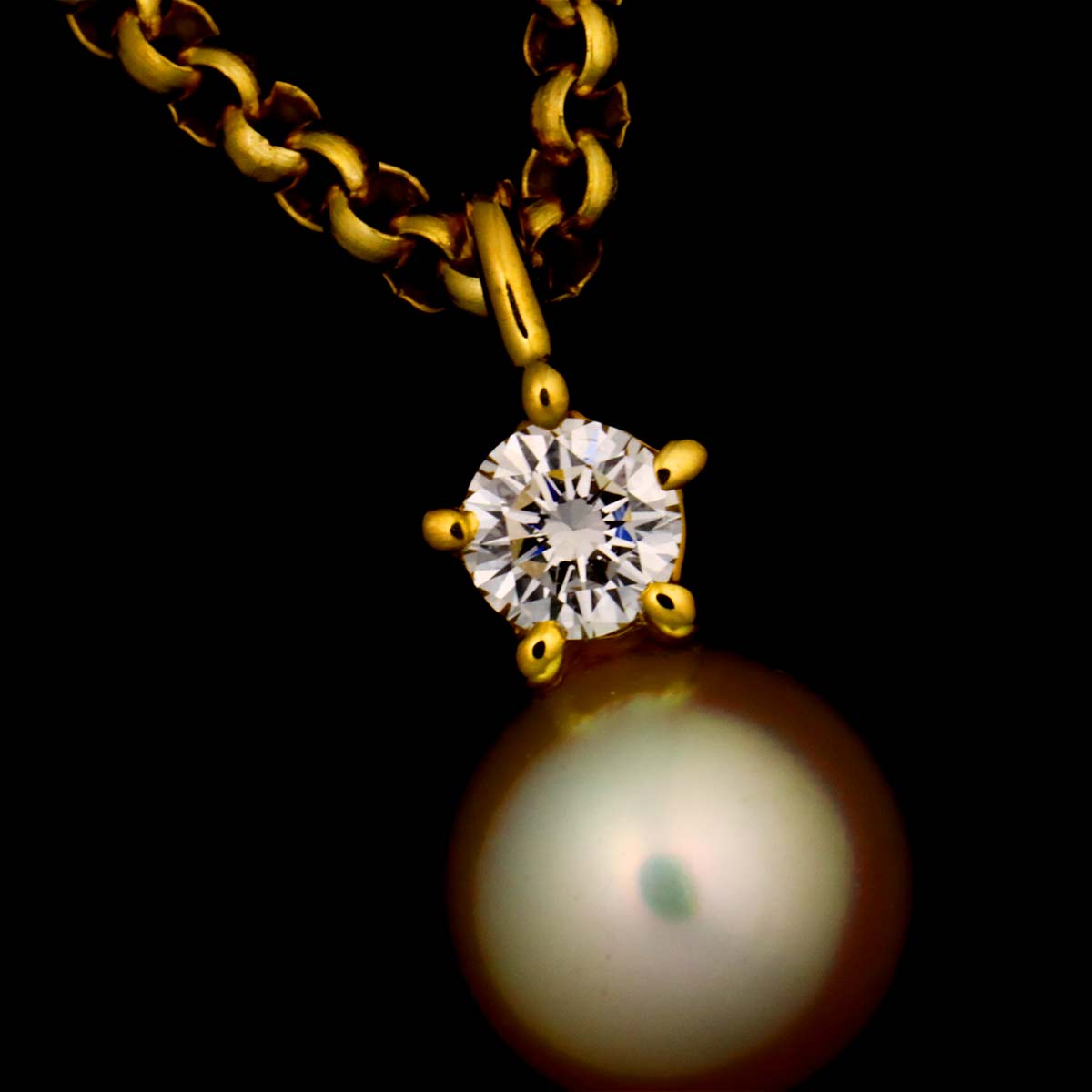 Akoya Pearl 6.3mm Diamond Necklace 18K YG 750
