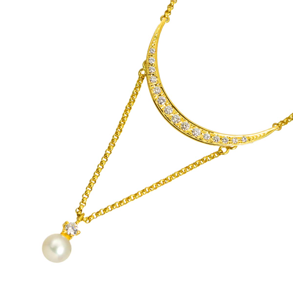 Akoya Pearl 6.3mm Diamond Necklace 18K YG 750