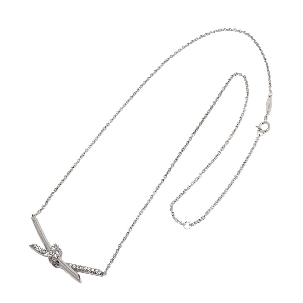 Knot Diamond 0.25ct Necklace 18K White Gold 750
