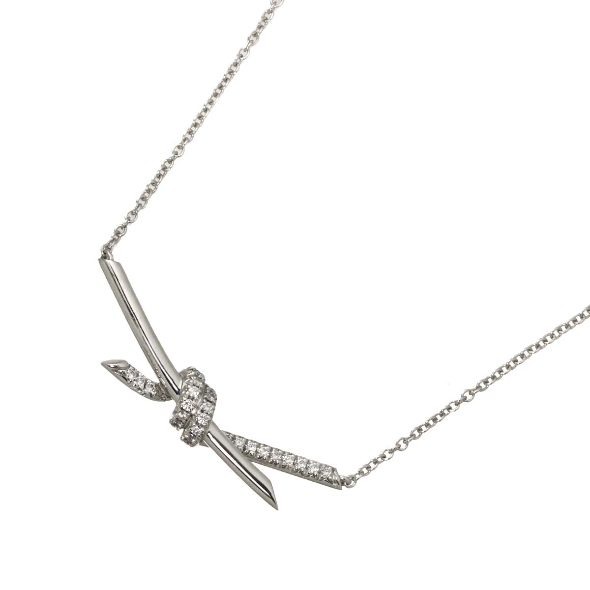 Knot Diamond 0.25ct Necklace 18K White Gold 750