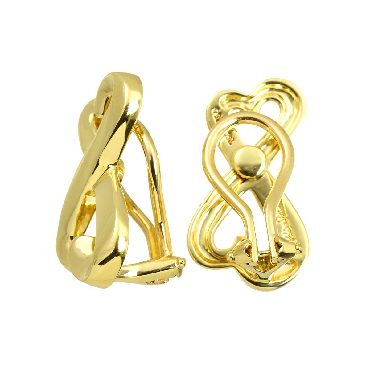 Loving Heart Earrings Clip on 18K Yellow Gold 750