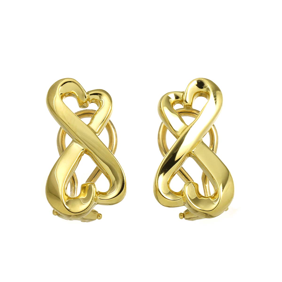 Loving Heart Earrings Clip on 18K Yellow Gold 750