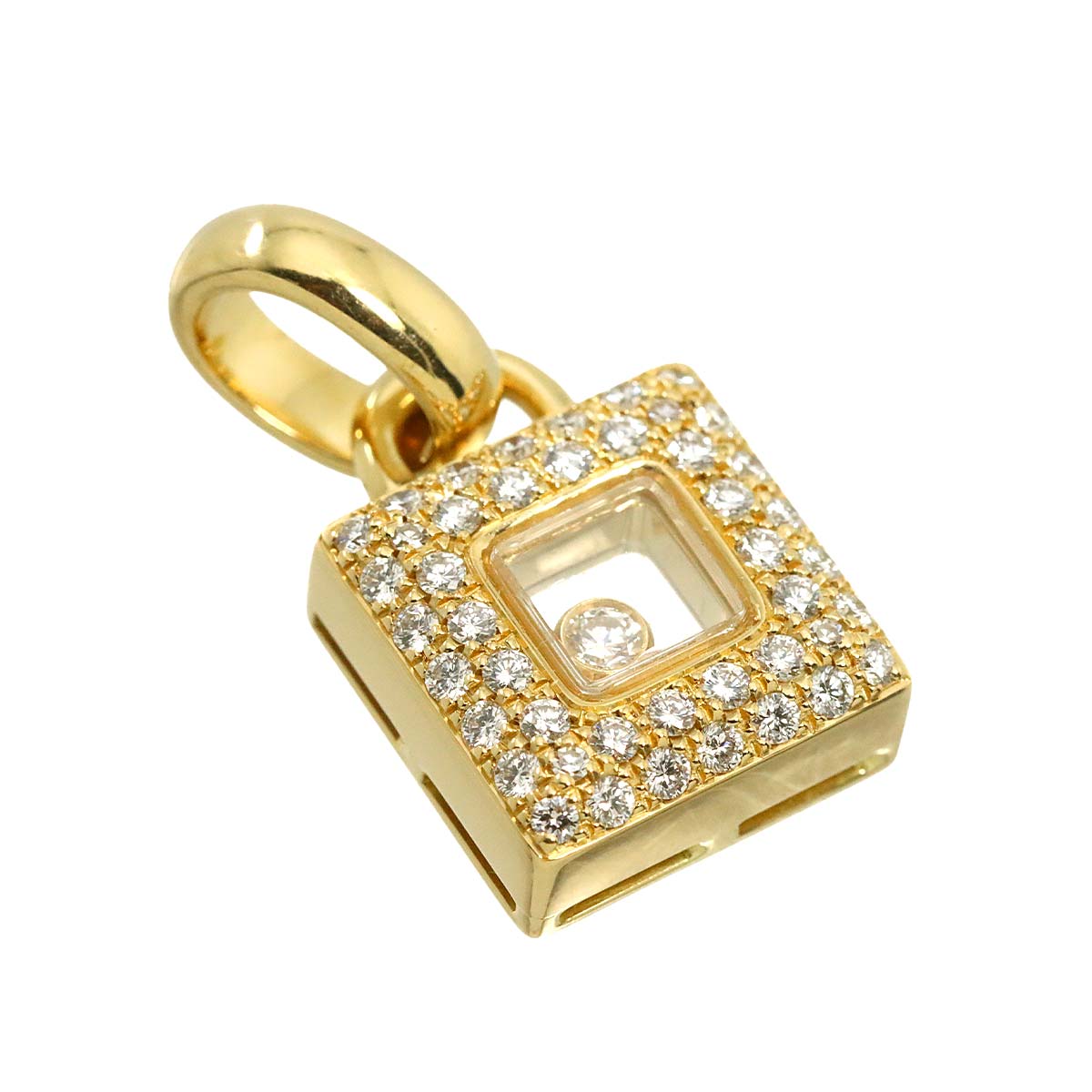 Happy Diamond Square Pendant Top 18K Yellow Gold 750