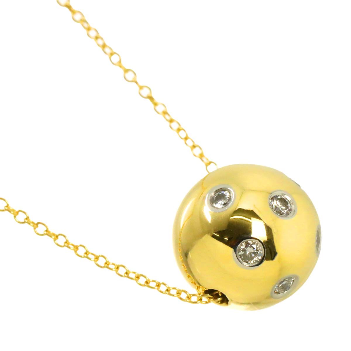 Dots Ball Diamond Necklace 18K Yellow Gold 750 Pt