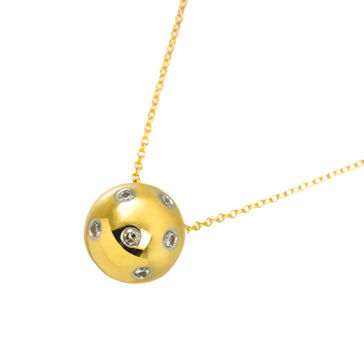 Dots Ball Diamond Necklace 18K Yellow Gold 750 Pt
