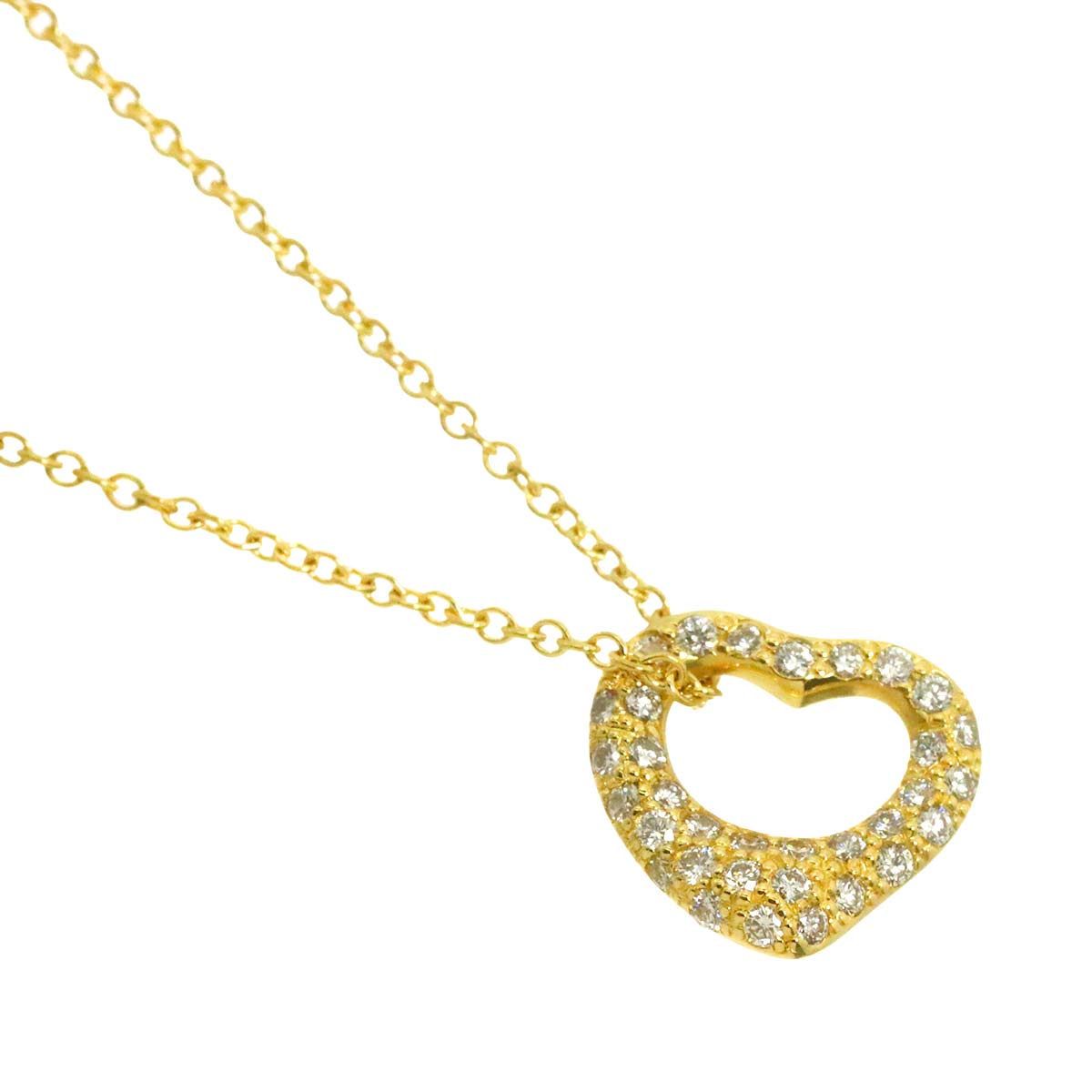 Open Heart Diamond 0.21ct Necklace 18K Yellow Gold 750