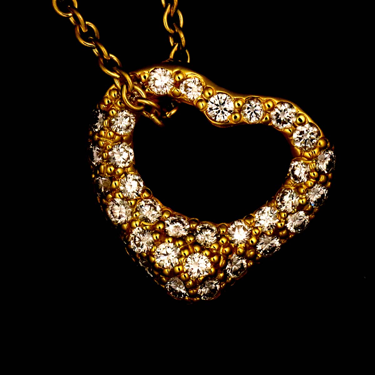 Open Heart Diamond 0.21ct Necklace 18K Yellow Gold 750