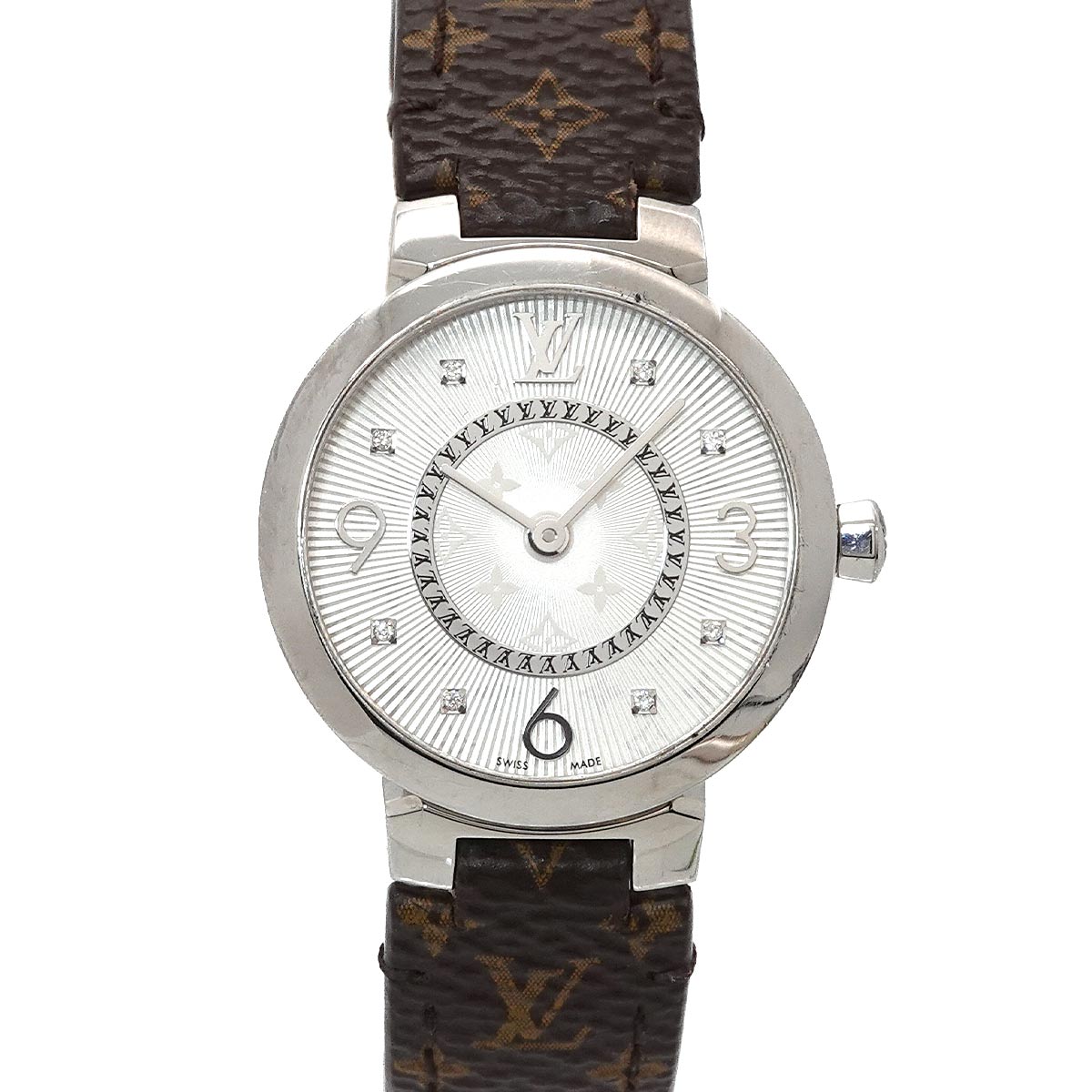 Tambour Slim Q12MG Silver Dial 8P Diamond Ladies Watch