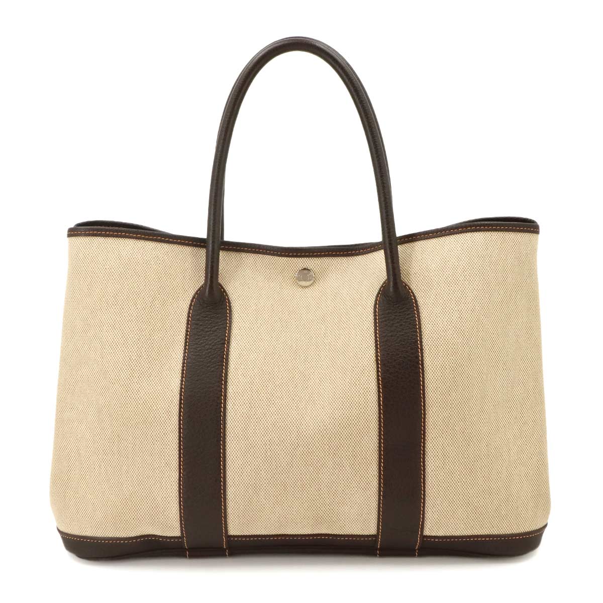 Garden Party PM Tote Bag Toile H Leather Natural Marron Purse