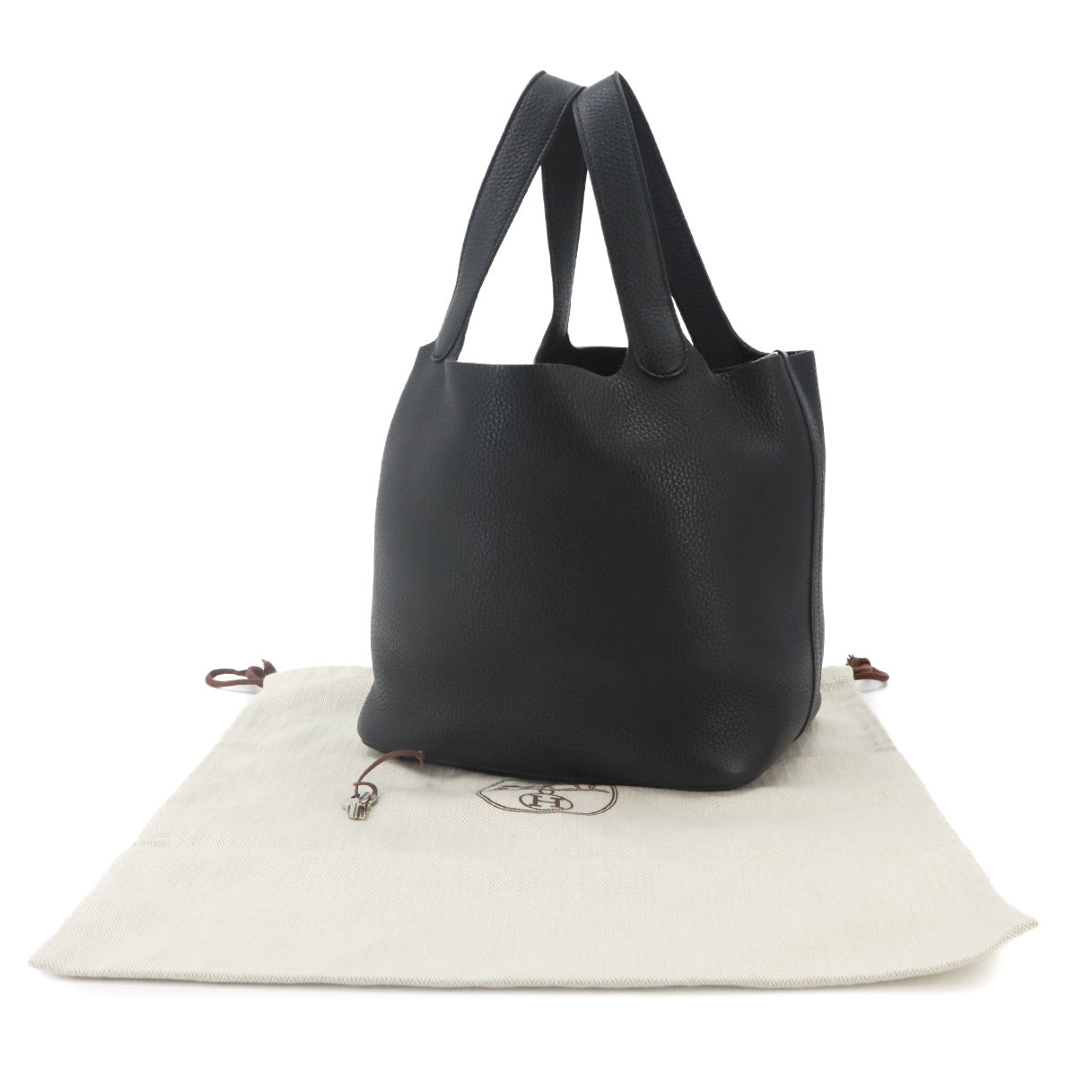 Picotin Lock MM Hand Bag Taurillon Clemence Black Purse