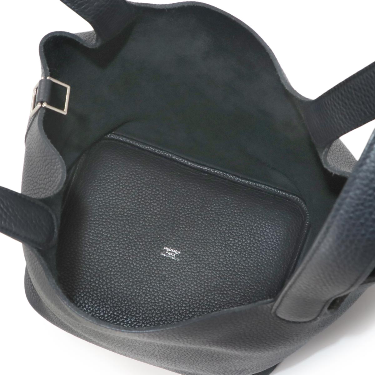 Picotin Lock MM Hand Bag Taurillon Clemence Black Purse