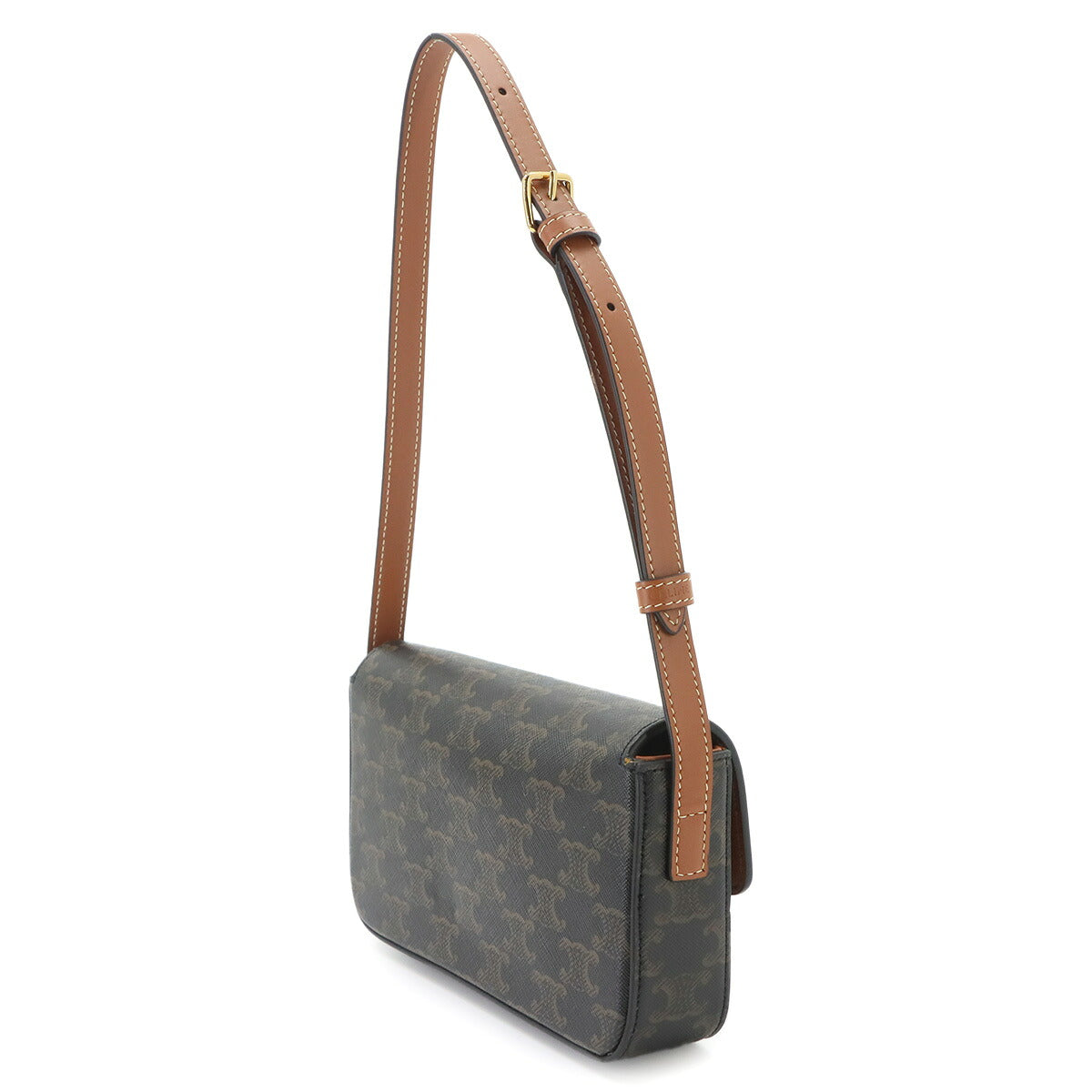 Triomphe Claude Shoulder Bag PVC Leather Black Brown 194142