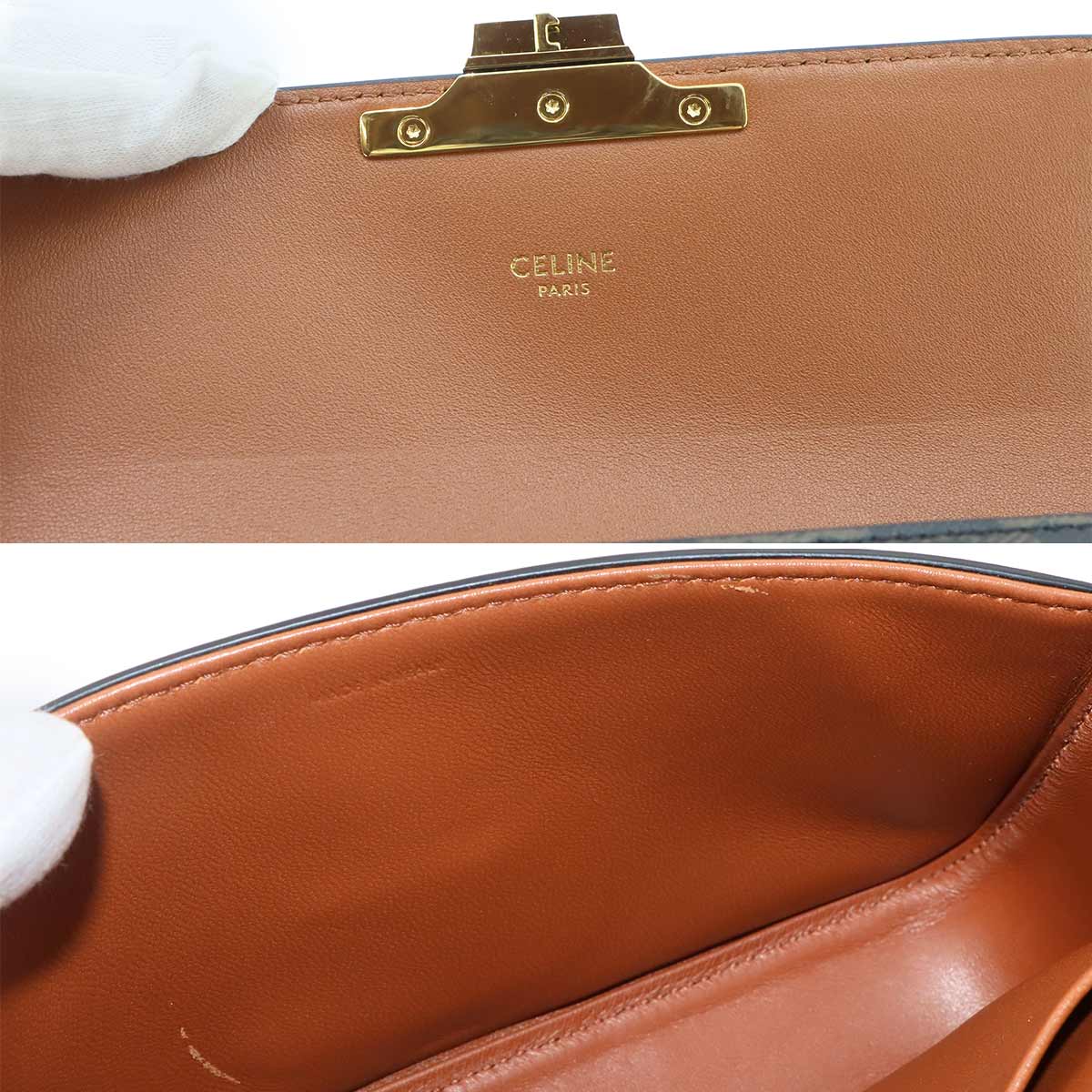 Triomphe Claude Shoulder Bag PVC Leather Black Brown 194142