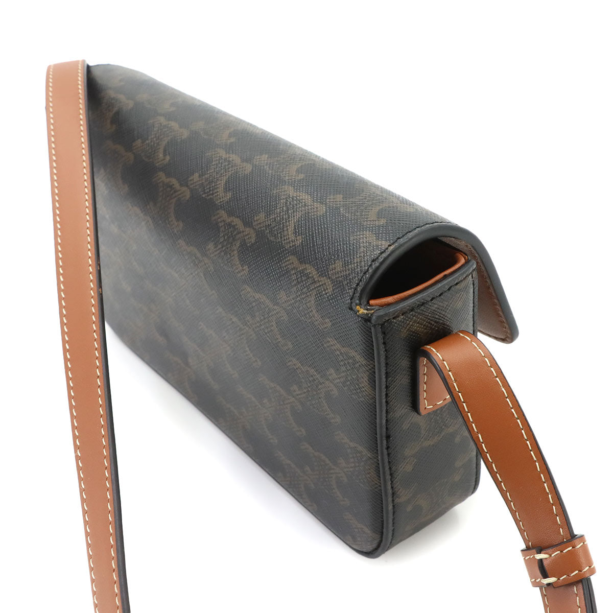 Triomphe Claude Shoulder Bag PVC Leather Black Brown 194142