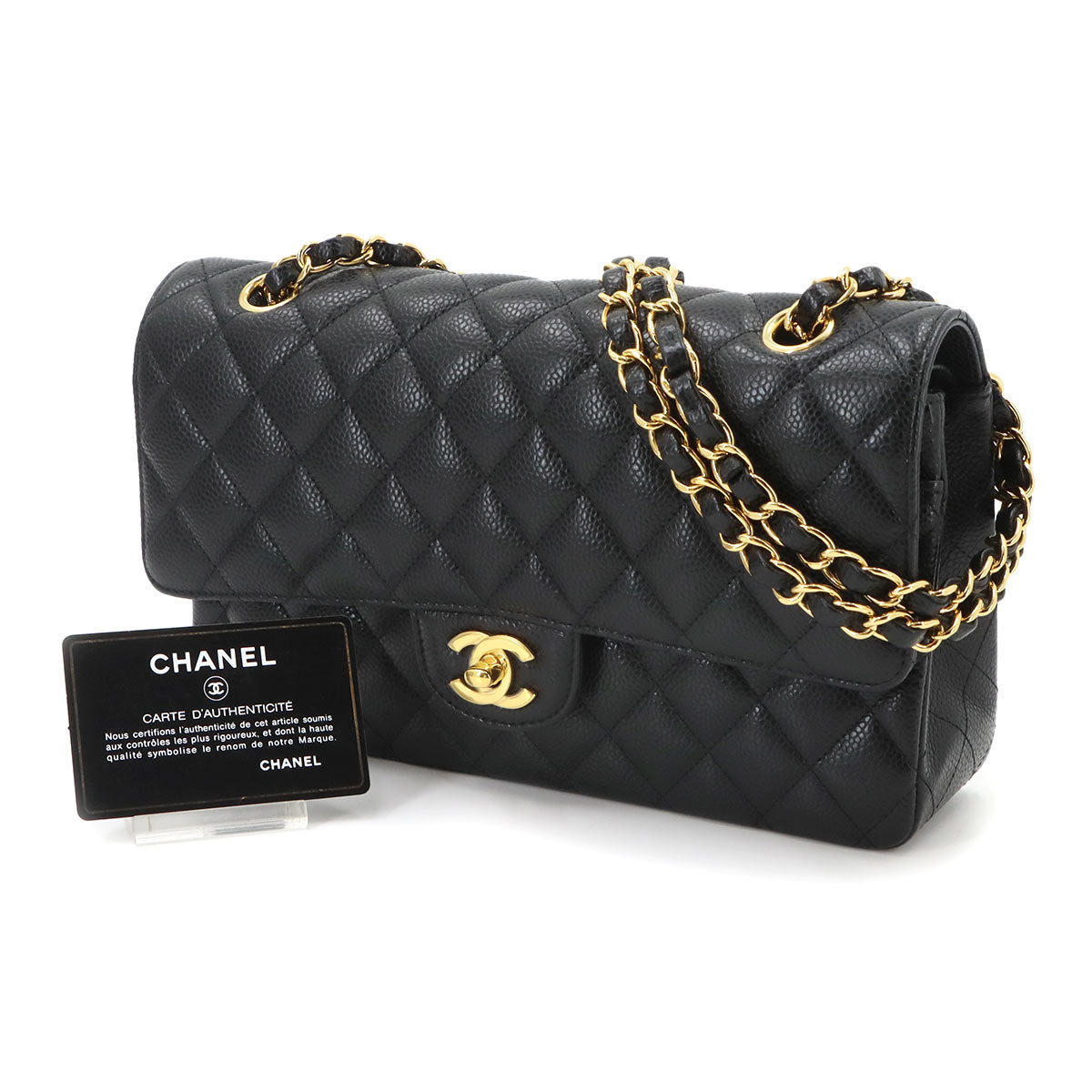 Matelasse 25 Chain Shoulder Bag Leather Black A01112