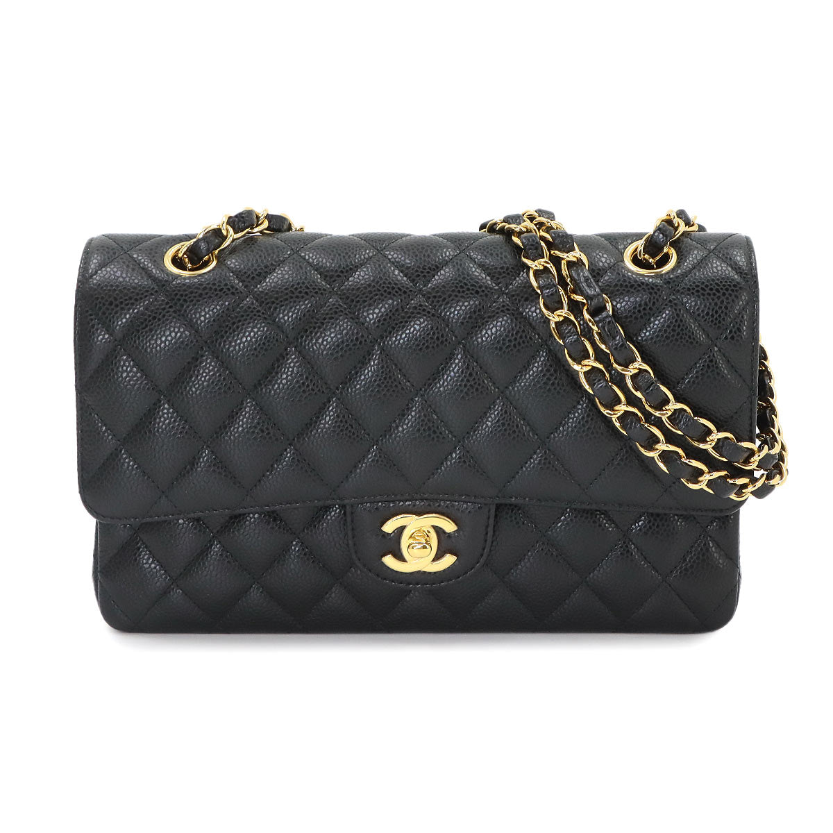 Matelasse 25 Chain Shoulder Bag Leather Black A01112