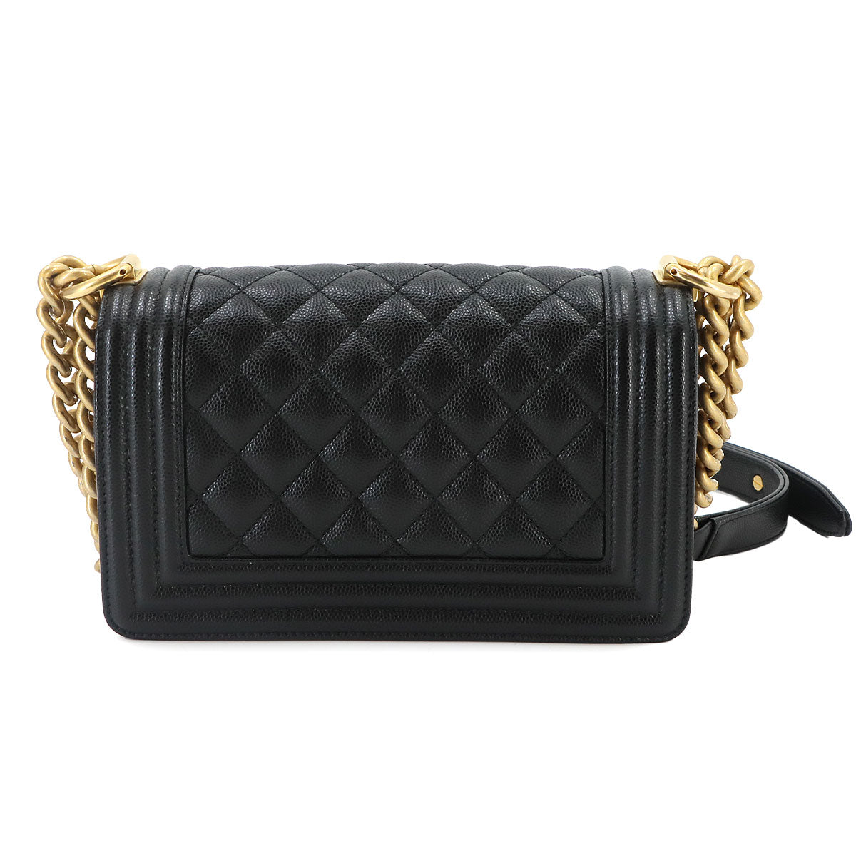 BOY CHANEL Small Chain Shoulder Bag Leather Black A67085