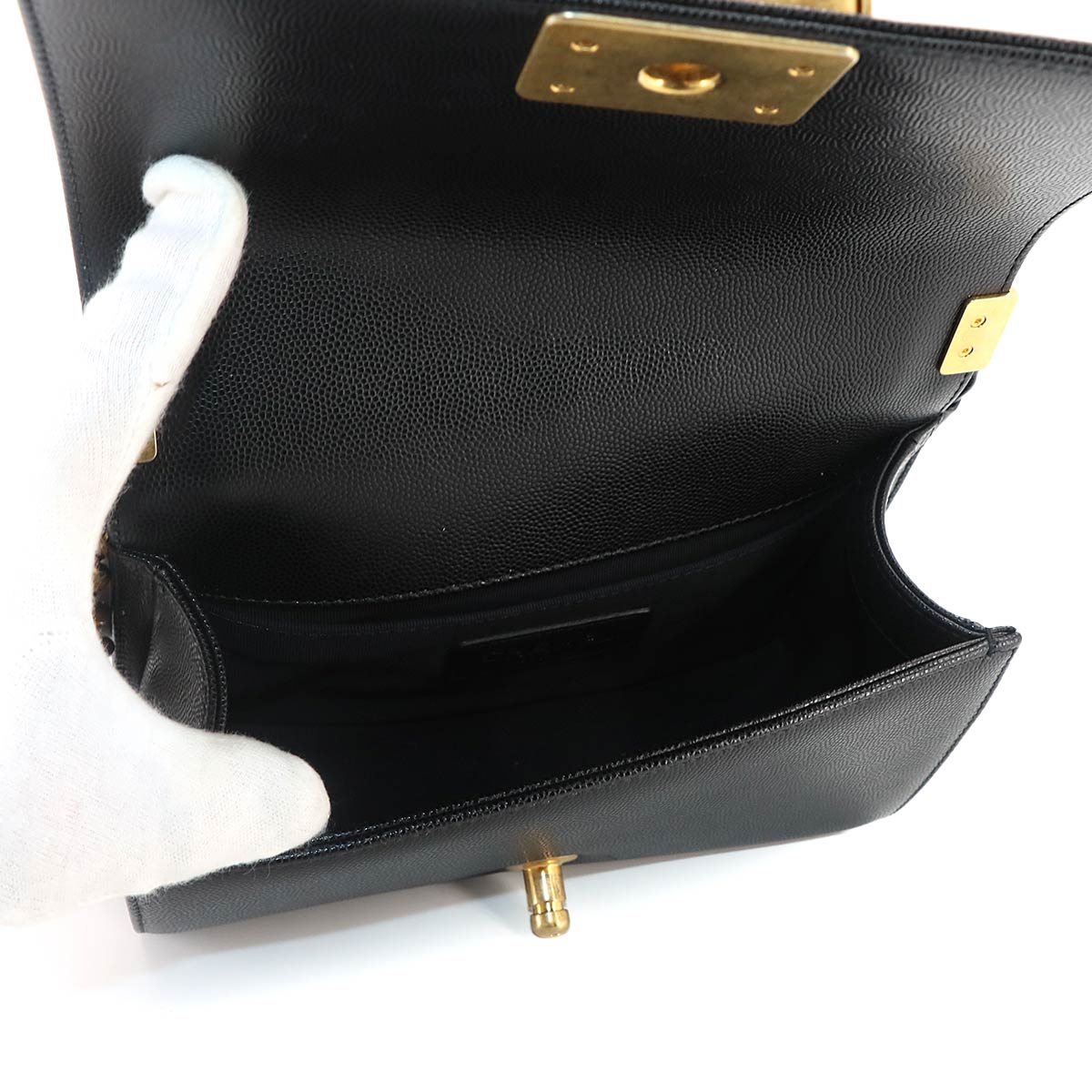 BOY CHANEL Small Chain Shoulder Bag Leather Black A67085