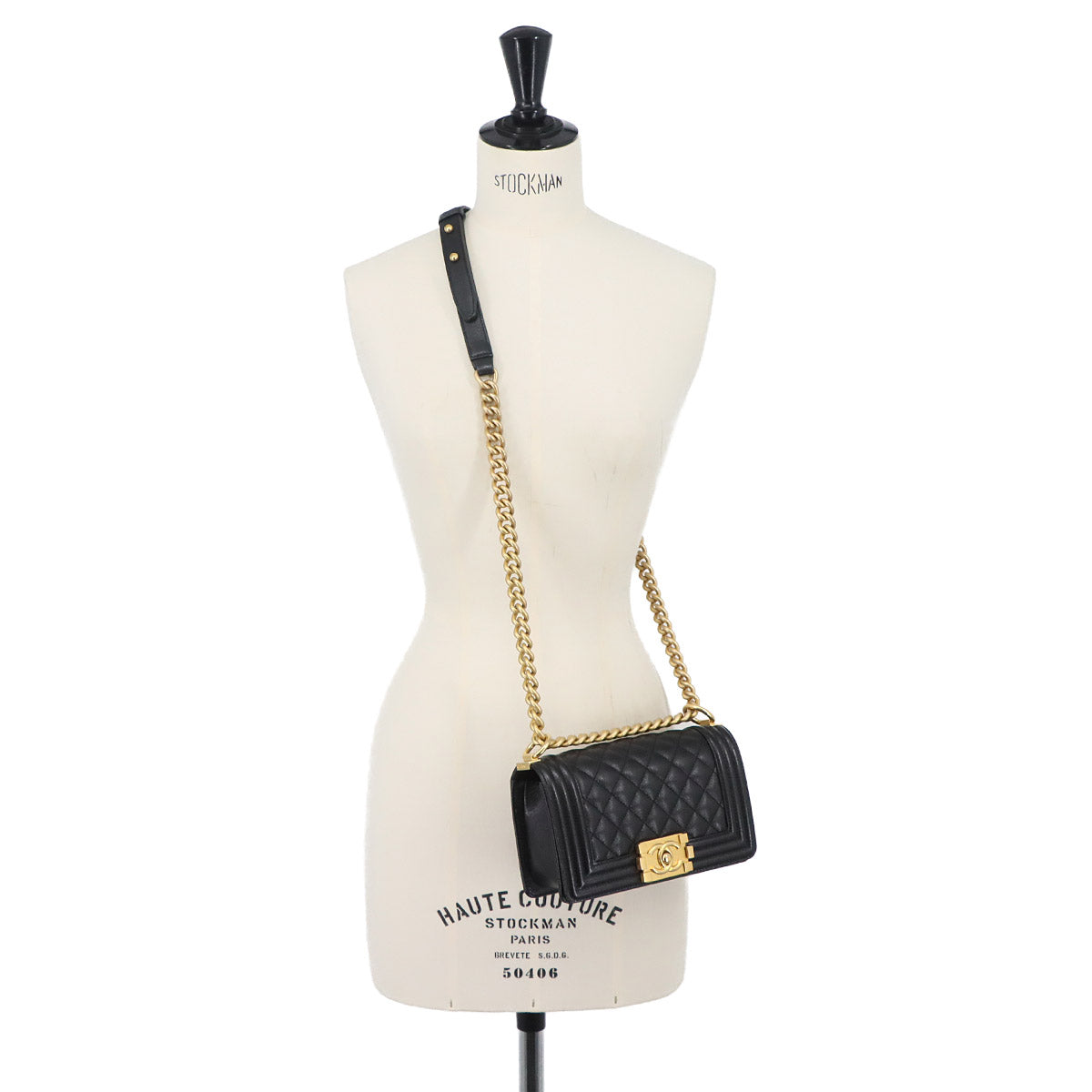 BOY CHANEL Small Chain Shoulder Bag Leather Black A67085