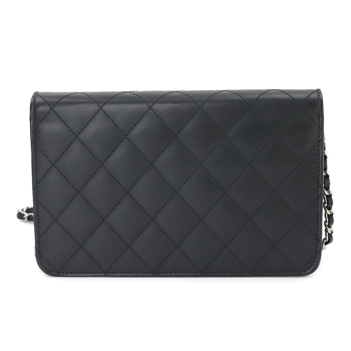 Cambon Line Chain Long Wallet Leather Enamel Black A46646