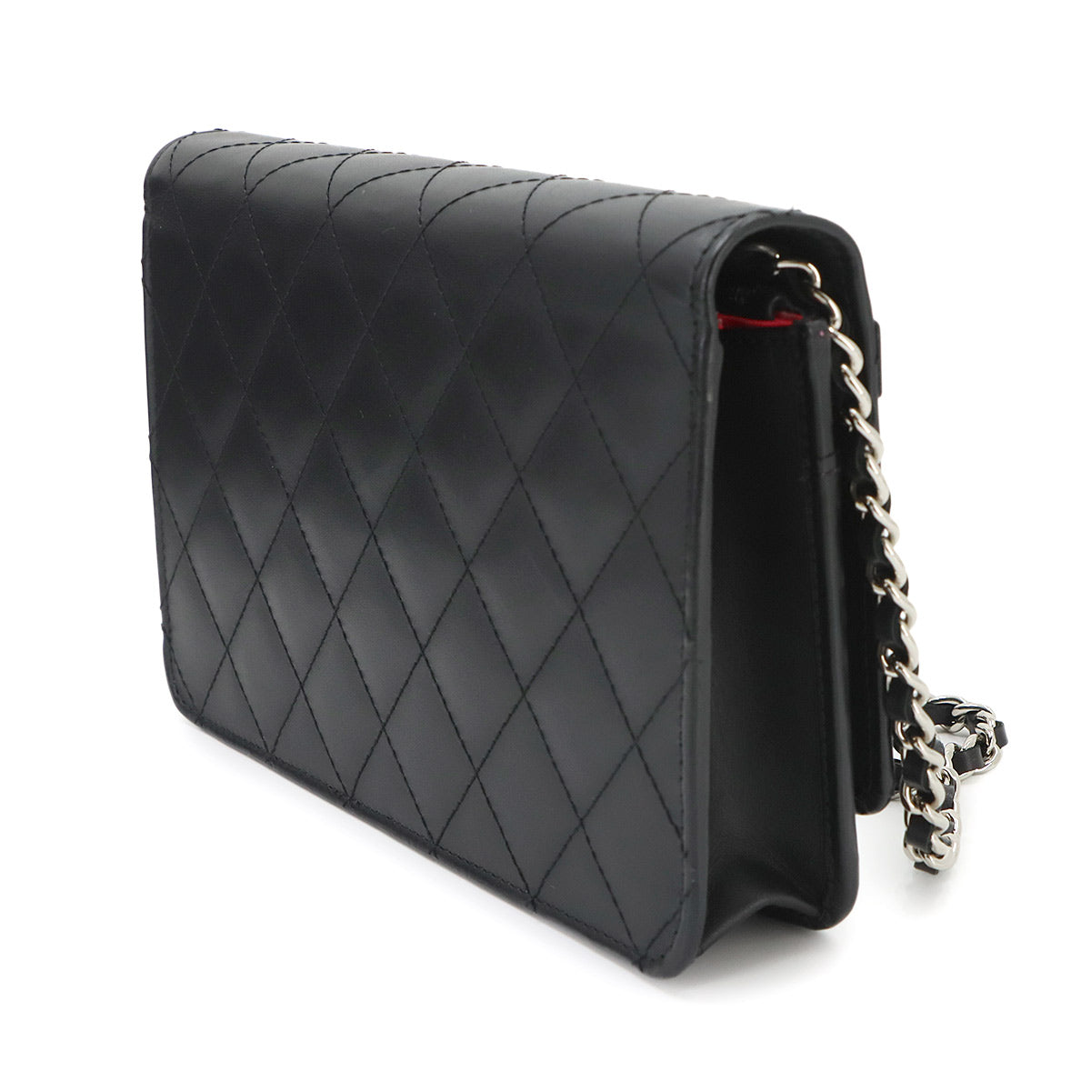 Cambon Line Chain Long Wallet Leather Enamel Black A46646
