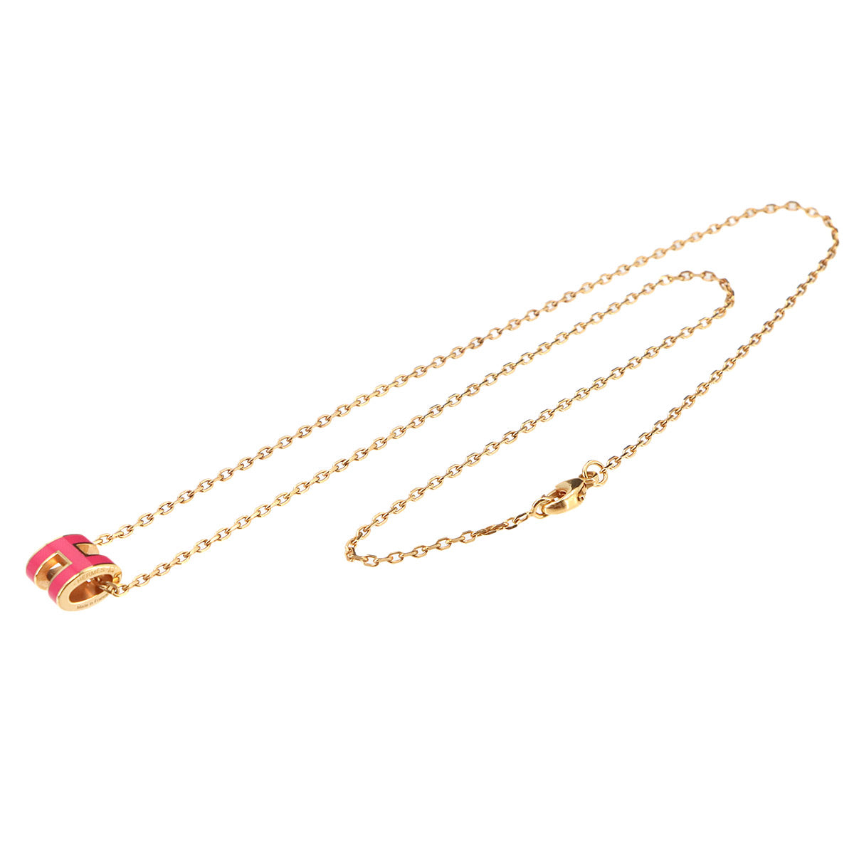 HERMES Pop H Chain Necklace Rose Mexicoe Rosegold Accessory