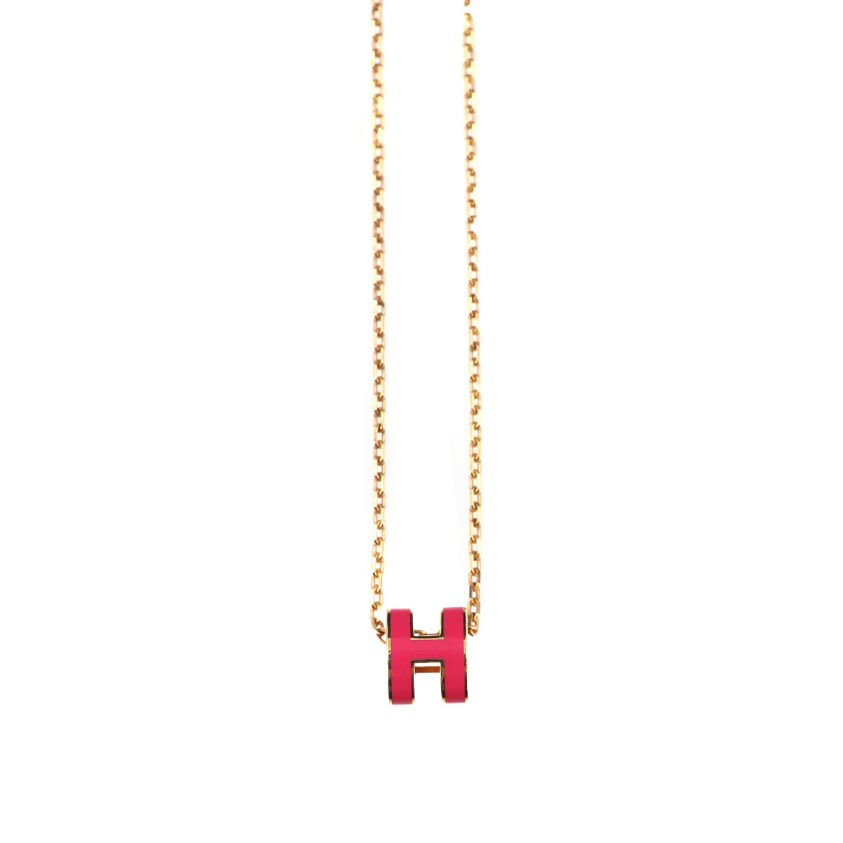 HERMES Pop H Chain Necklace Rose Mexicoe Rosegold Accessory
