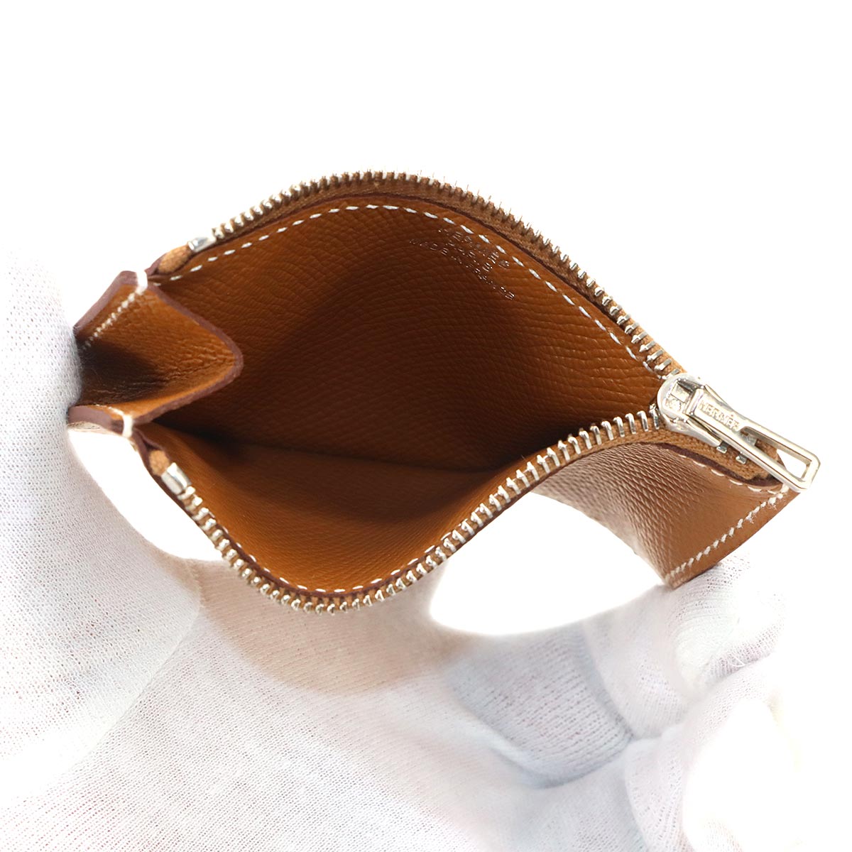 Constance Slim Wallet Veau Epsom Gold Brown Coin Case Purse