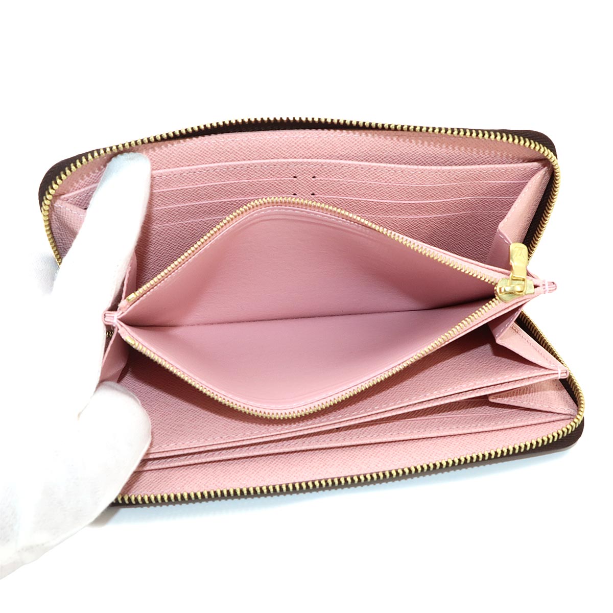 Damier Zippy Wallet Ebene Rose Ballerine N60046