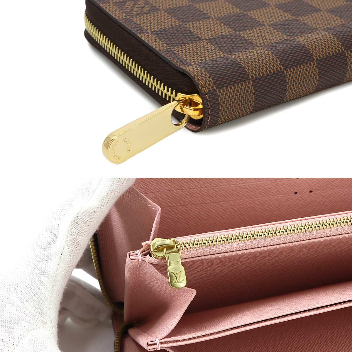 Damier Zippy Wallet Ebene Rose Ballerine N60046