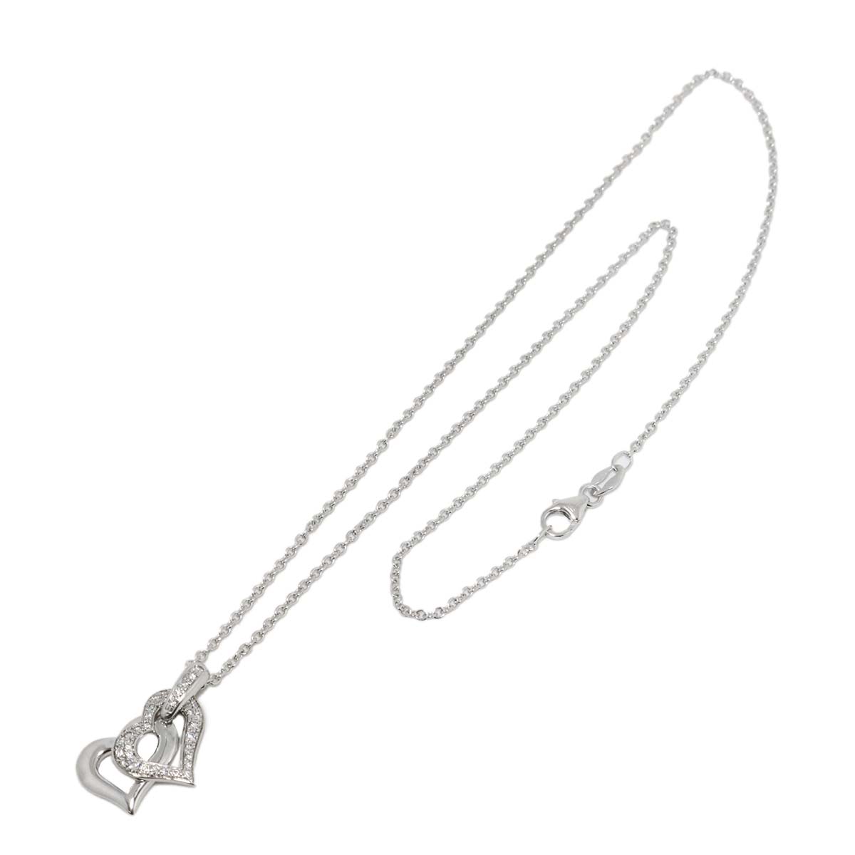Lime Light Double Heart Diamond Necklace 18K WG 750