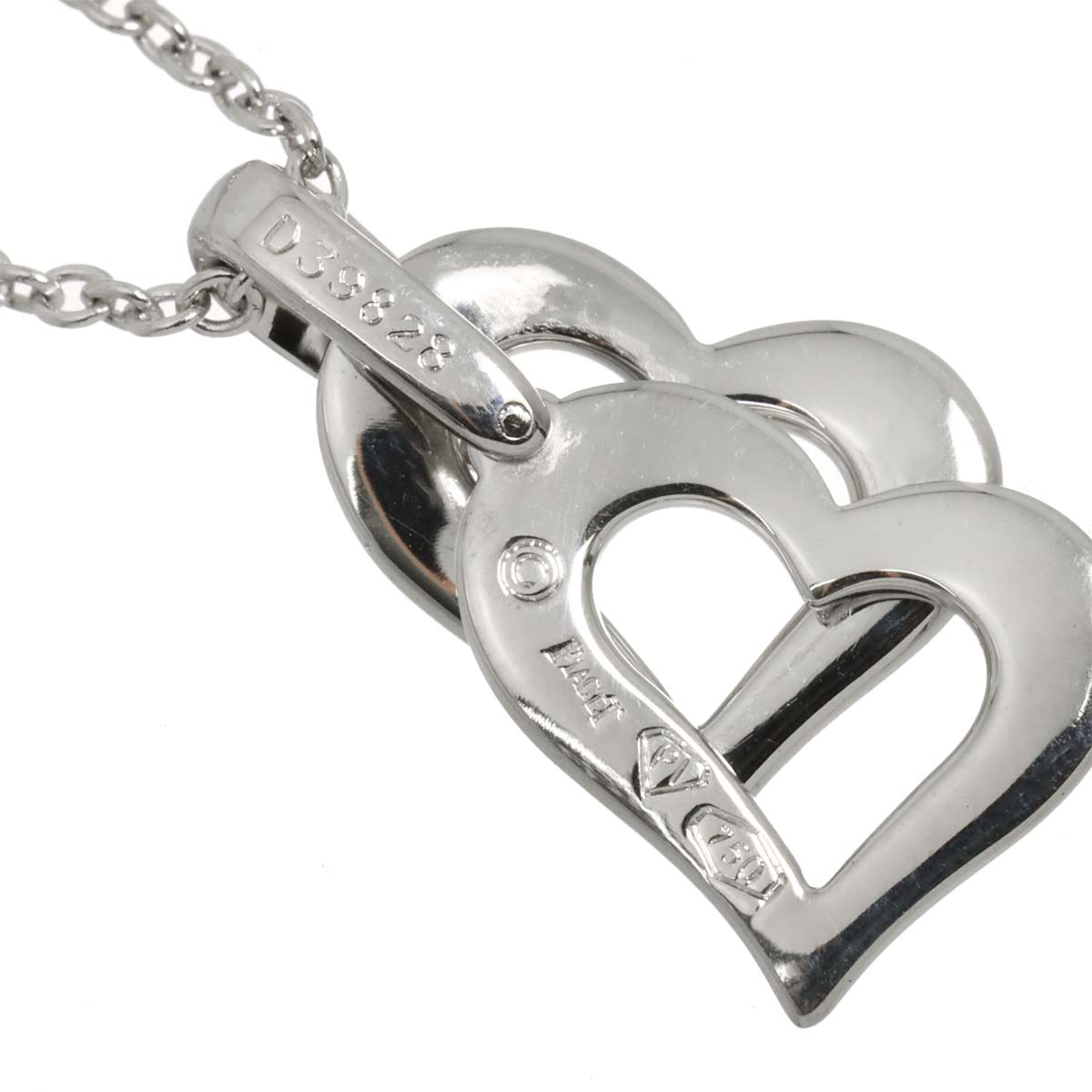 Lime Light Double Heart Diamond Necklace 18K WG 750