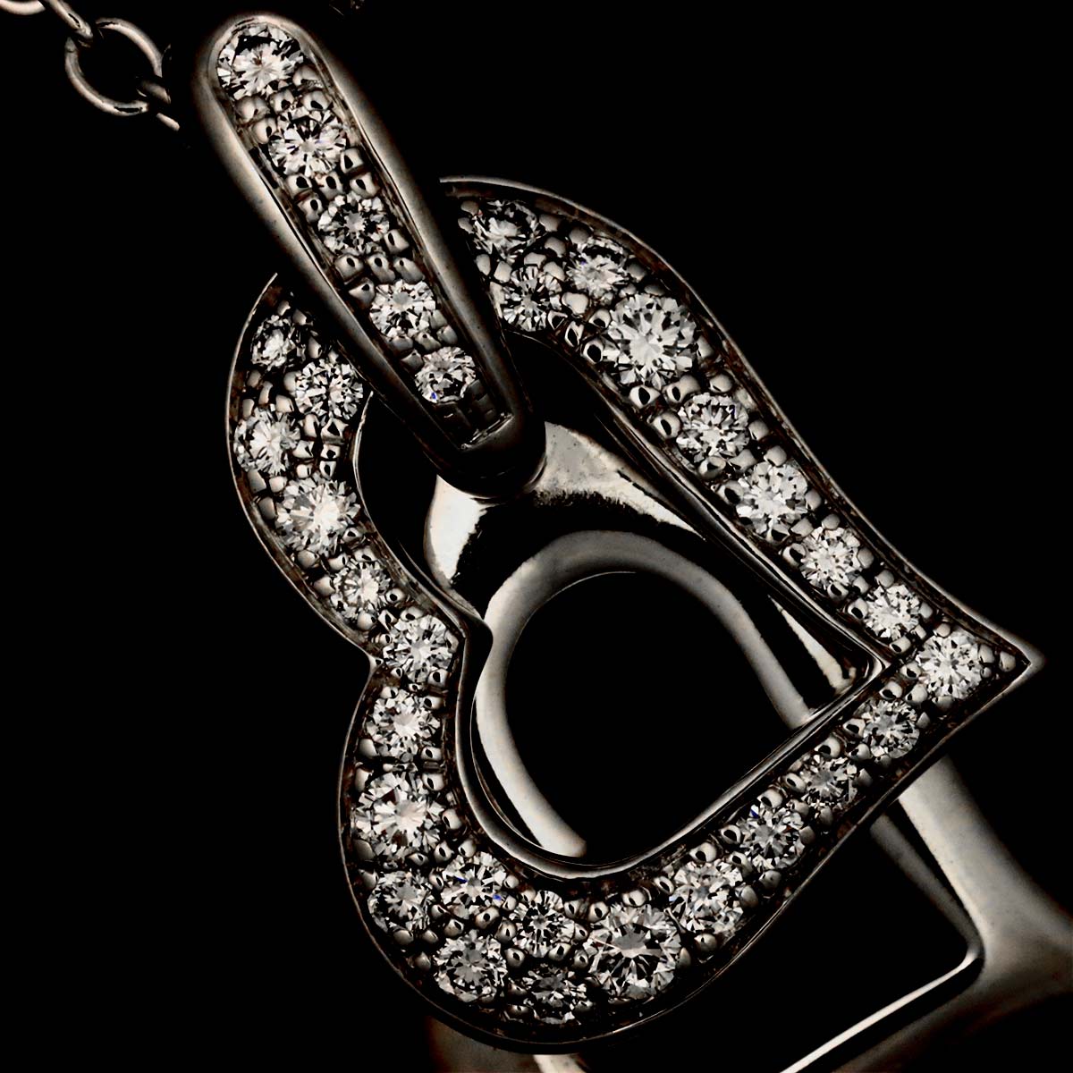 Lime Light Double Heart Diamond Necklace 18K WG 750