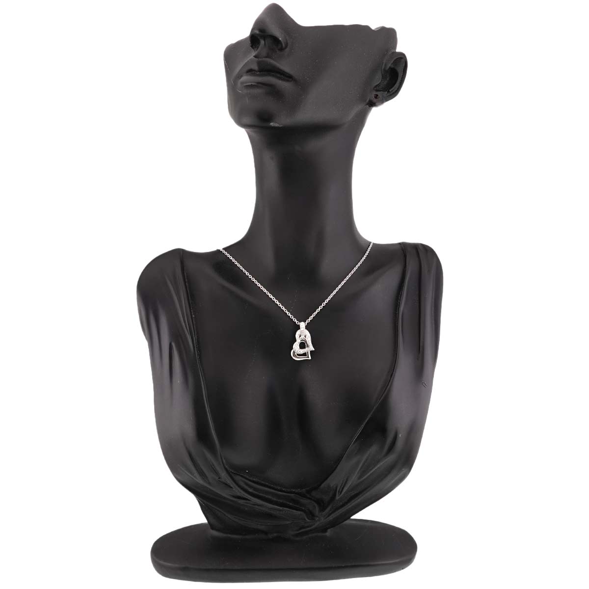 Lime Light Double Heart Diamond Necklace 18K WG 750