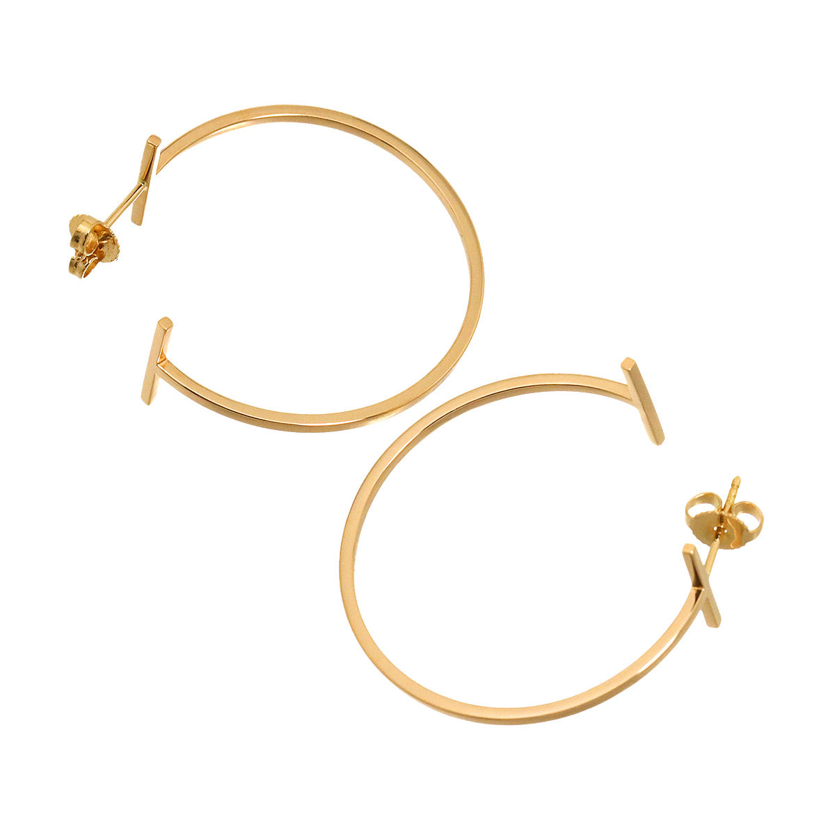 T wire Earrings Pierced 18K Pink Gold 750