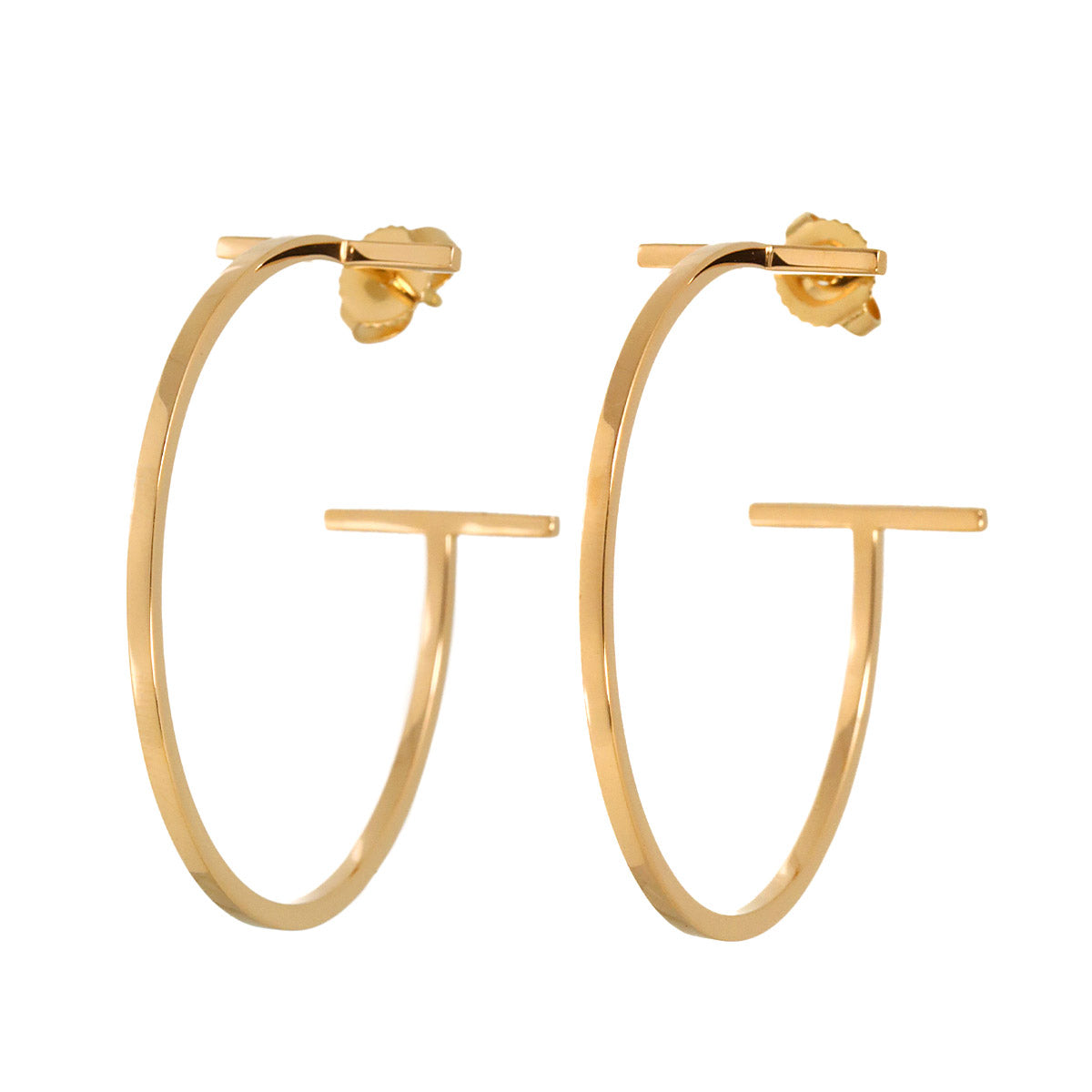T wire Earrings Pierced 18K Pink Gold 750