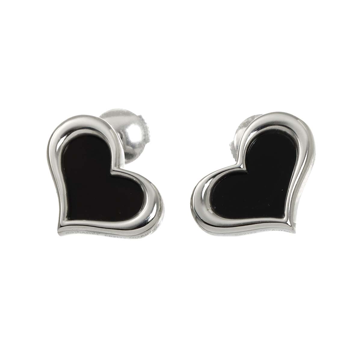 Onyx Earrings Pierced 18K WG 750